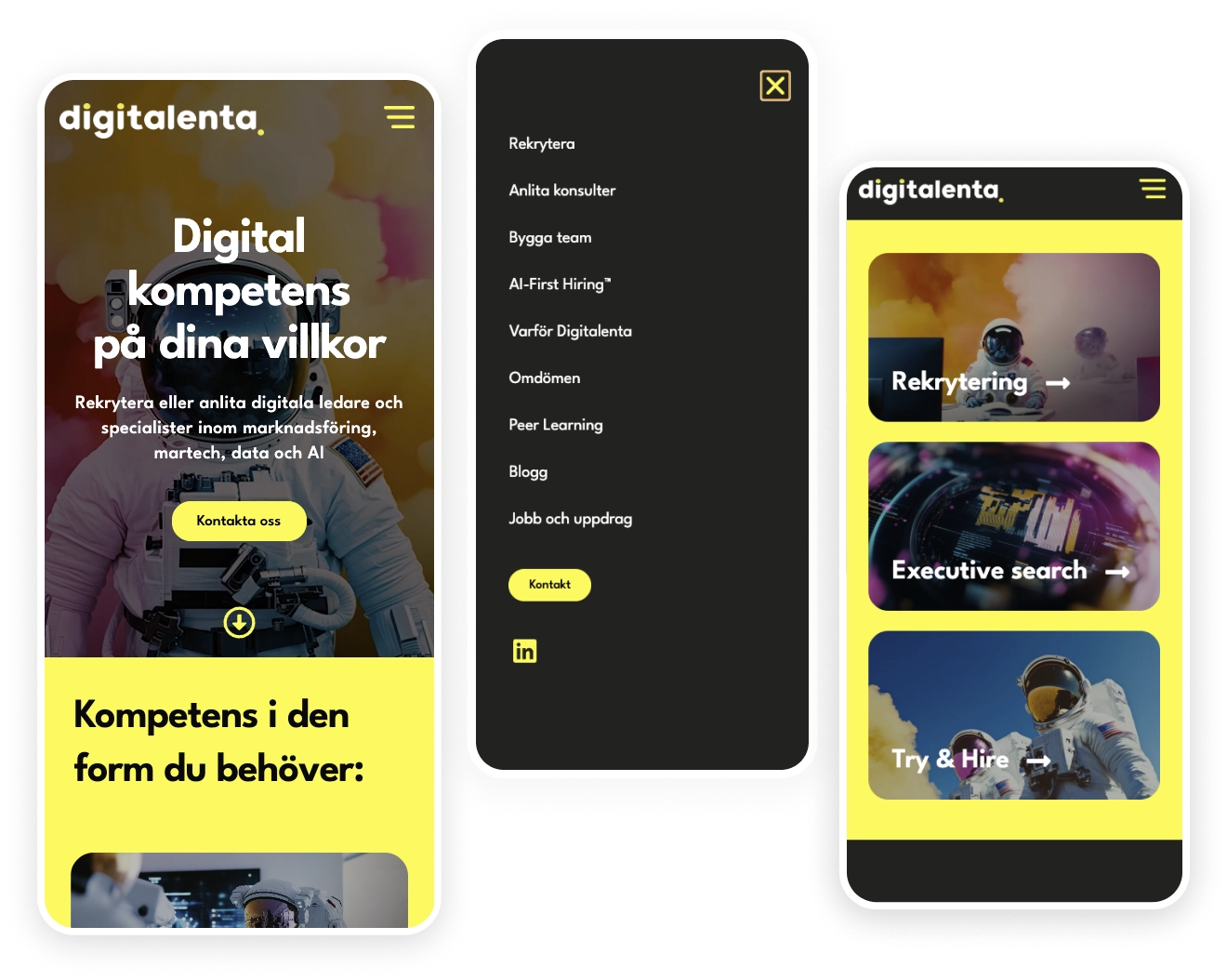 Digitalenta in mobile views